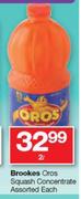 Brookes Oros Squash Concentrate-2Ltr Each