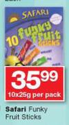 Safari Funky Fruit Sticks-10x25g Per Pack