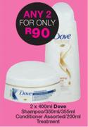 Dove Shampoo-2 x 400ml/Conditioner-350ml/355ml Assorted/Treatment-200ml 