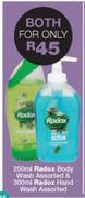 Radox Body Wash Assorted-250ml & Radox Hand Wash Assorted-300ml Both For
