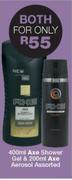 Axe Shower Gel-400ml & Axe Aerosol Assorted-200ml Both For
