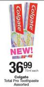 Colgate Total Pro Toothpaste Assorted-75ml Each