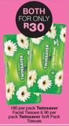 Twinsaver Facial Tissues-180 Per Pack & Twinsaver Soft Pack Tissues-90 Per Pack-Both For