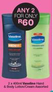 Vaseline Hand & Body Lotion/Cream Assorted-2 x 400ml