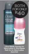 Dove Aerosol For Men/Ladies 150ml & 50ml Dove Roll-On For Men/Ladies-For Both
