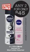 Nivea Aerosol For Men/Ladies Assorted-Any 2x150ml