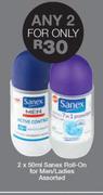 Sanex Roll-On For Men/Ladies Assorted-2x50ml