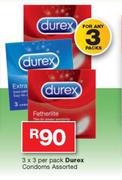 Durex Condoms Assorted-3 x 3 Per Pack