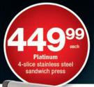 Platinum 4-Slice Stainless Steel Sandwich Press-Each