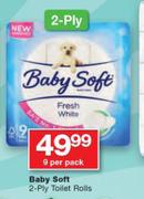 Baby Soft 2 Ply Toilet Rolls-9 Per Pack