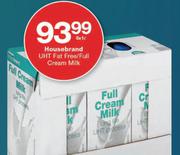 Housebrand UHT Fat Free/Full Cream Milk-6 x 1L