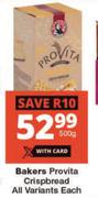 Bakers Provita Crispbread All Variants-500g Each