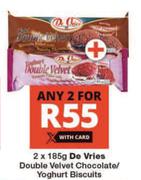 De Vries Double Velvet Chocolate/Yoghurt Biscuits-2 x 185g
