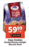 Cape Cookies Double/Romeo Delight Biscuits-500g Each