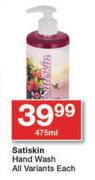 Satiskin Hand Wash All Variants-475ml Each