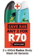Radox Body Wash All Variants-2 x 400ml