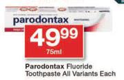 Parodontax Fluoride Toothpaste All Variants-75ml Each