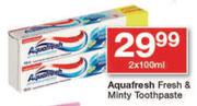 Aquafresh Fresh & Minty Toothpaste-2 x 100ml