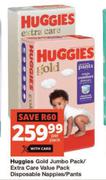 Huggies Gold Jumbo Pack/Extra Care Value Pack Disposable Nappies/Pants-Per pack