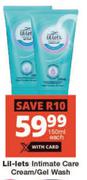 Lil-Lets Intimate Care Cream/Gel Wash-150ml Each