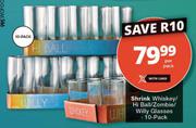 Shrink Whiskey/Hi Ball/Zombie/Willy Glasses 10 Pack-Per Pack
