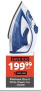 Platinum 2000W Blue & White Steam Iron