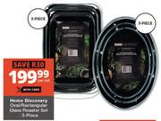 Home Discovery 3 Piece Oval/Rectangular Glass Roaster Set-Per Set