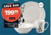Ivy 12 Piece Black & White Dinner Set-Per Set