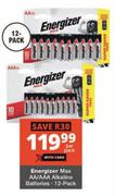 Energizer Max AA/AAA Alkaline Batteries 12 Pack-Per Pack