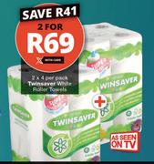 Twinsaver White Roller Towels-2 x 4 Per Pack