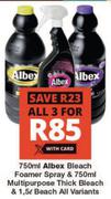 Albex Thick Foamer Spray 750ml & Multipurpose Thick Bleach 750ml & Bleach 1.5L-For All 3