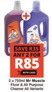 Mr Muscle Floor & All Purpose Cleaner All Variants-2 x 750ml