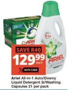 Ariel All In 1 Auto/Downy Liquid Detergent 2L/Washing Capsules 21 Per Pack