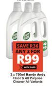 Handy Andy Floor & All Purpose Cleaner All variants-3 x 750ml