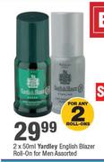 Yardley English Blazer Roll On For Men Assorted-2 x 50ml
