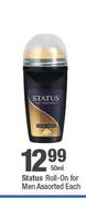 Status Roll On For Men Assorted-50ml Each