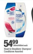 Head & Shoulders Shampoo/Conditioner Assorted-360ml/400ml Each
