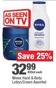Nivea Hand & Body Lotion/Cream Assorted-400ml Each