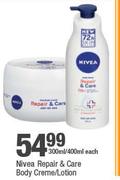 Nivea Repair & Care Body Creme/Lotion-300ml/400ml Each