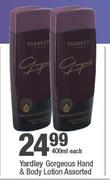 Yardley Gorgeous Hand & Body Lotion Assorted-400ml Each