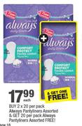 Always Pantyliners-2x20 Per Pack Each