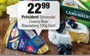 President Simonzola Creamy Blue/Blaauwberg-100g Each