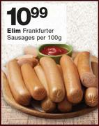 Elim Frankfurter Sausages-Per 100g