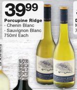 Porcupine Ridge Chenin Blanc/Sauvignon Blanc-750ml Each