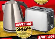 Platinum Stainless Steel 2-Slice Toaster/Kettle 1.7Ltr-Each