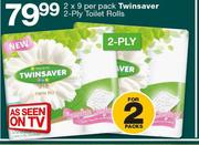 Twinsaver 2 Ply Toilet Rolls-2 x 9 Per Pack
