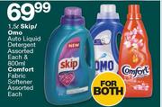 Skip-1.5Ltr/Omo Auto Liquid Detergent Assorted-1.5Ltr & Comfort Fabric Softener-800ml Both For
