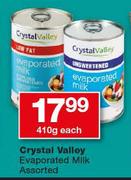 Crystal Valley Evaporated Milk Assorted-410g Each