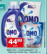 Omo Auto Liquid Detergent-1.5Ltr, Washing Powder-2Kg, Capsules 14-Each