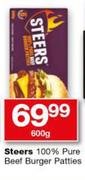 Steers 100% Pure Beef Burger Patties-600g